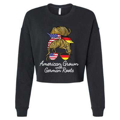 American Grown With German Roots Germany And USA Flag Cropped Pullover Crew