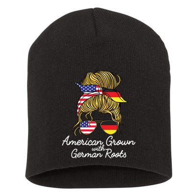 American Grown With German Roots Germany And USA Flag Short Acrylic Beanie