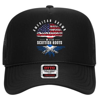 American Grown With Scottish Roots Scotland High Crown Mesh Back Trucker Hat