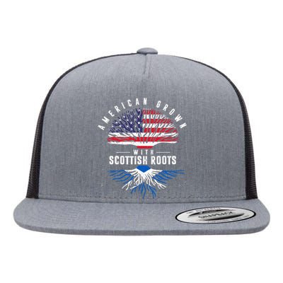 American Grown With Scottish Roots Scotland Flat Bill Trucker Hat