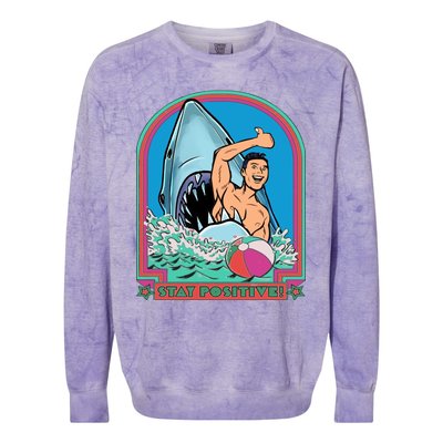 A Great Week Shark Meaningful Gift Stay Positive Gift Colorblast Crewneck Sweatshirt