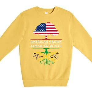 American Grown With Jamaican Roots Gift Jamaica Funny Gift Premium Crewneck Sweatshirt