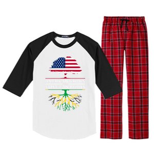 American Grown With Jamaican Roots Gift Jamaica Funny Gift Raglan Sleeve Pajama Set