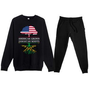 American Grown With Jamaican Roots Gift Jamaica Funny Gift Premium Crewneck Sweatsuit Set