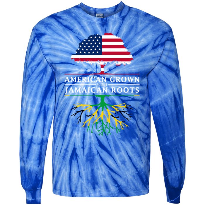 American Grown With Jamaican Roots Gift Jamaica Funny Gift Tie-Dye Long Sleeve Shirt