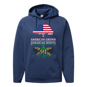 American Grown With Jamaican Roots Gift Jamaica Funny Gift Performance Fleece Hoodie