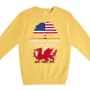 American Grown With Welsh Roots Wales Gift Premium Crewneck Sweatshirt