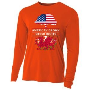 American Grown With Welsh Roots Wales Gift Cooling Performance Long Sleeve Crew