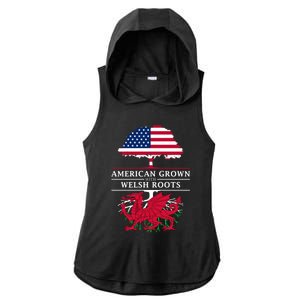 American Grown With Welsh Roots Wales Gift Ladies PosiCharge Tri-Blend Wicking Draft Hoodie Tank