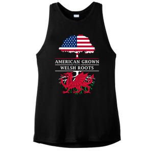 American Grown With Welsh Roots Wales Gift Ladies PosiCharge Tri-Blend Wicking Tank