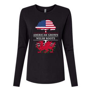 American Grown With Welsh Roots Wales Gift Womens Cotton Relaxed Long Sleeve T-Shirt