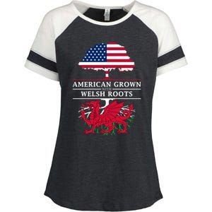 American Grown With Welsh Roots Wales Gift Enza Ladies Jersey Colorblock Tee