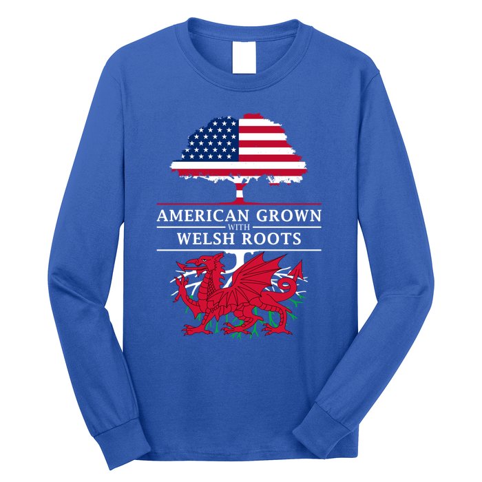 American Grown With Welsh Roots Wales Gift Long Sleeve Shirt