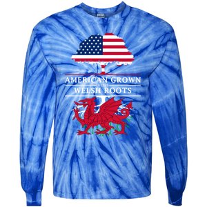 American Grown With Welsh Roots Wales Gift Tie-Dye Long Sleeve Shirt