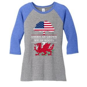 American Grown With Welsh Roots Wales Gift Women's Tri-Blend 3/4-Sleeve Raglan Shirt