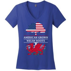 American Grown With Welsh Roots Wales Gift Women's V-Neck T-Shirt