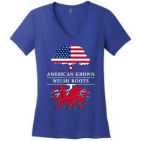 American Grown With Welsh Roots Wales Gift Women's V-Neck T-Shirt