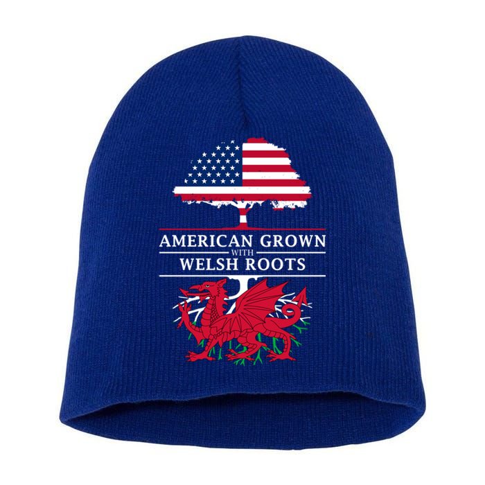 American Grown With Welsh Roots Wales Gift Short Acrylic Beanie