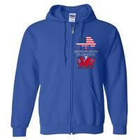 American Grown With Welsh Roots Wales Gift Full Zip Hoodie