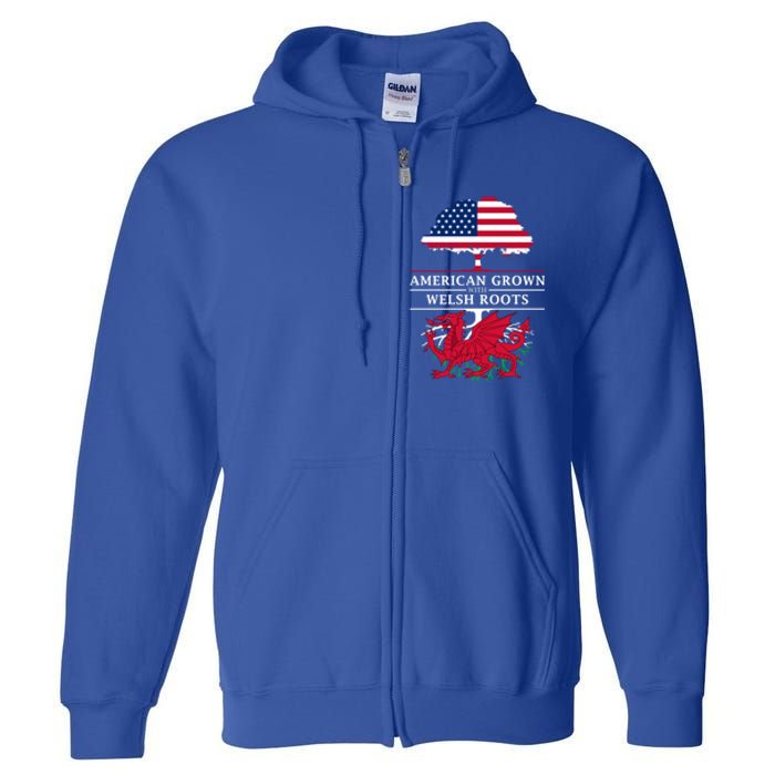 American Grown With Welsh Roots Wales Gift Full Zip Hoodie