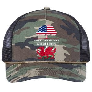 American Grown With Welsh Roots Wales Gift Retro Rope Trucker Hat Cap