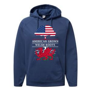 American Grown With Welsh Roots Wales Gift Performance Fleece Hoodie