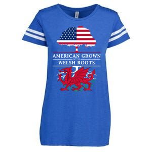 American Grown With Welsh Roots Wales Gift Enza Ladies Jersey Football T-Shirt