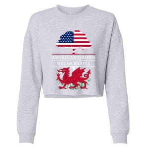 American Grown With Welsh Roots Wales Gift Cropped Pullover Crew