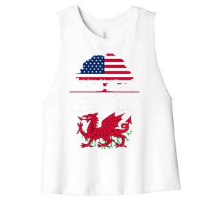 American Grown With Welsh Roots Wales Gift Women's Racerback Cropped Tank