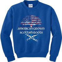 American Grown With Scottish Roots Funny Gift Scotland Pride Heritage Great Gift Kids Sweatshirt