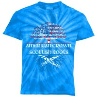 American Grown With Scottish Roots Funny Gift Scotland Pride Heritage Great Gift Kids Tie-Dye T-Shirt