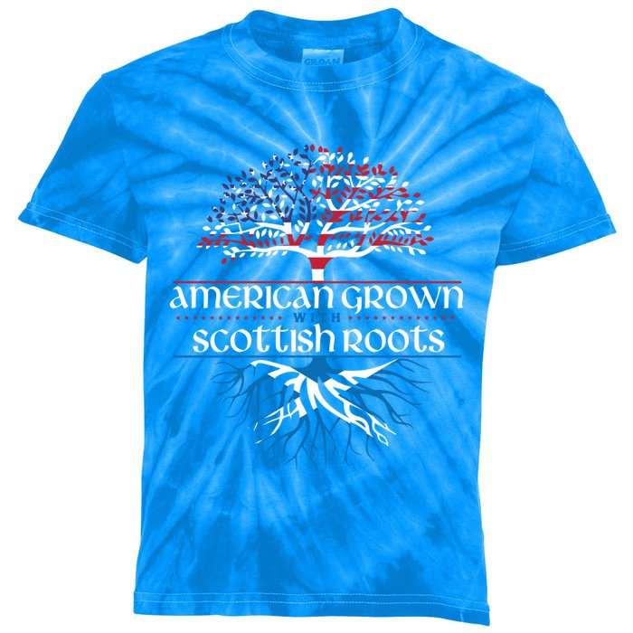 American Grown With Scottish Roots Funny Gift Scotland Pride Heritage Great Gift Kids Tie-Dye T-Shirt