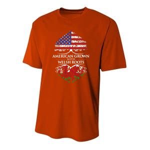 American Grown With Welsh Roots Heart Tree Flag Retro Meaningful Gift Youth Performance Sprint T-Shirt