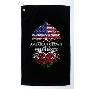 American Grown With Welsh Roots Heart Tree Flag Retro Meaningful Gift Platinum Collection Golf Towel