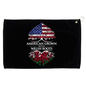 American Grown With Welsh Roots Heart Tree Flag Retro Meaningful Gift Grommeted Golf Towel