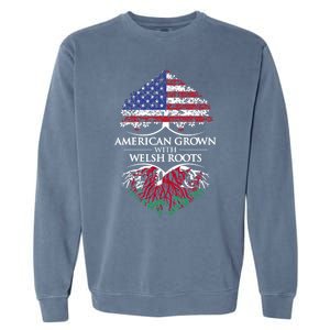 American Grown With Welsh Roots Heart Tree Flag Retro Meaningful Gift Garment-Dyed Sweatshirt