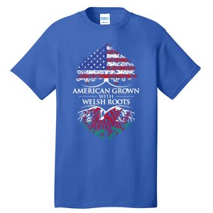 American Grown With Welsh Roots Heart Tree Flag Retro Meaningful Gift Tall T-Shirt