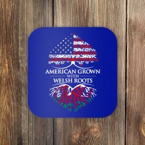 American Grown With Welsh Roots Heart Tree Flag Retro Meaningful Gift Coaster