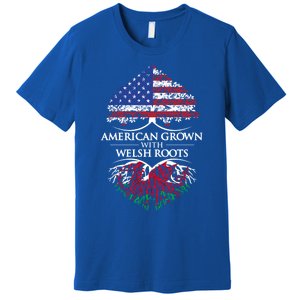 American Grown With Welsh Roots Heart Tree Flag Retro Meaningful Gift Premium T-Shirt