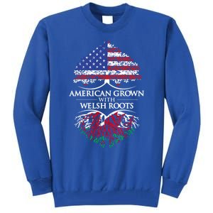 American Grown With Welsh Roots Heart Tree Flag Retro Meaningful Gift Tall Sweatshirt