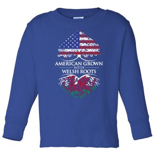 American Grown With Welsh Roots Heart Tree Flag Retro Meaningful Gift Toddler Long Sleeve Shirt