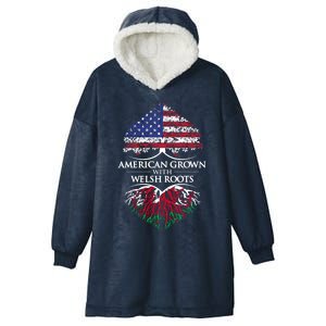 American Grown With Welsh Roots Heart Tree Flag Retro Meaningful Gift Hooded Wearable Blanket