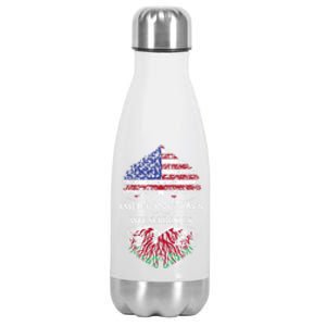 American Grown With Welsh Roots Heart Tree Flag Retro Meaningful Gift Stainless Steel Insulated Water Bottle