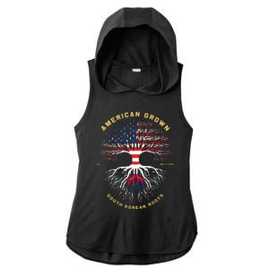 American Grown With South Korean Roots Tree USA Flag Gifts Ladies PosiCharge Tri-Blend Wicking Draft Hoodie Tank