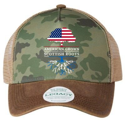 American Grown With Scottish Roots Gift Scotland Gift Legacy Tie Dye Trucker Hat