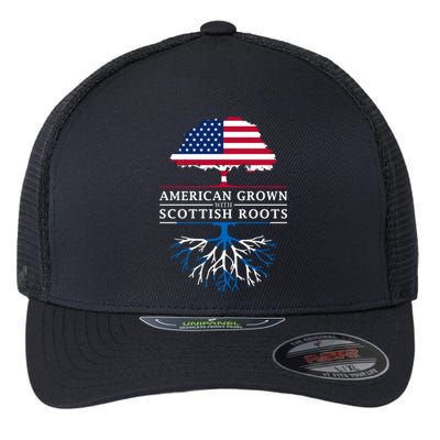 American Grown With Scottish Roots Gift Scotland Gift Flexfit Unipanel Trucker Cap