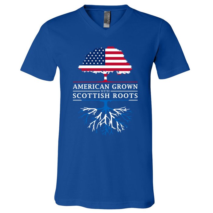 American Grown With Scottish Roots Gift Scotland Gift V-Neck T-Shirt