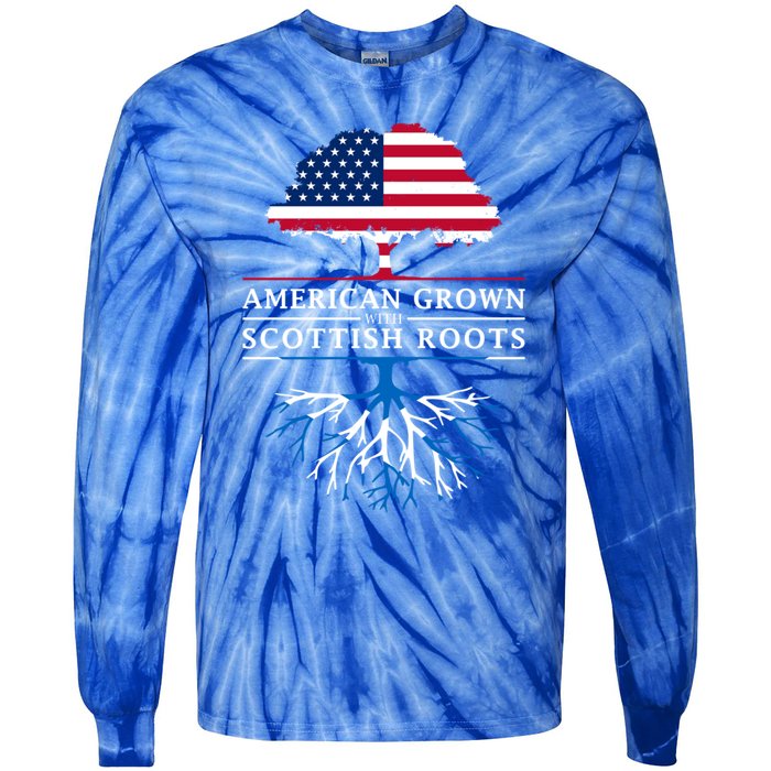 American Grown With Scottish Roots Gift Scotland Gift Tie-Dye Long Sleeve Shirt