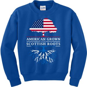 American Grown With Scottish Roots Gift Scotland Gift Kids Sweatshirt