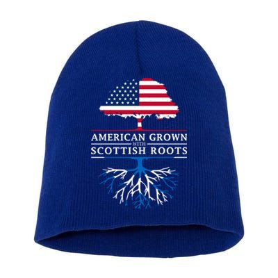 American Grown With Scottish Roots Gift Scotland Gift Short Acrylic Beanie